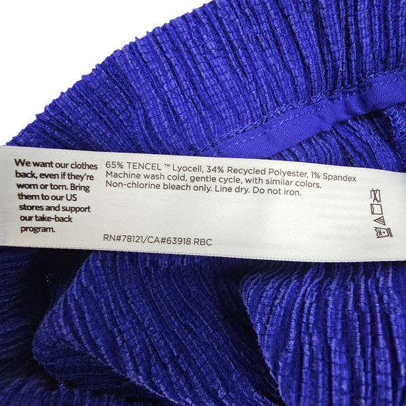 NWT Eileen Fisher Pants Women's Large Woven Plisse Wide Leg Purple Pull On Ankle - Picture 7 of 10